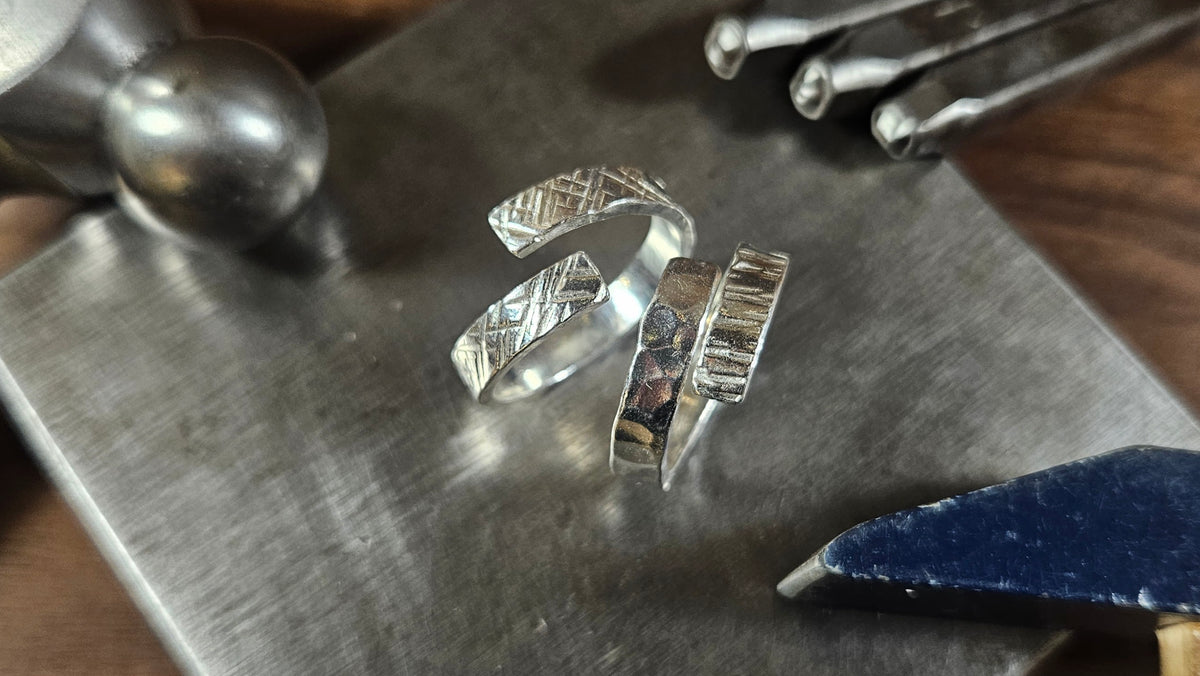 Examples of personalised adjustable S999 Fine Silver rings