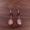 BY ME Flower Drop (Garnet & Rose quartz )earrings